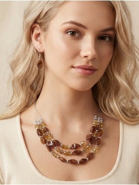 Fashion Diamond Beads Necklace and Earrings Set